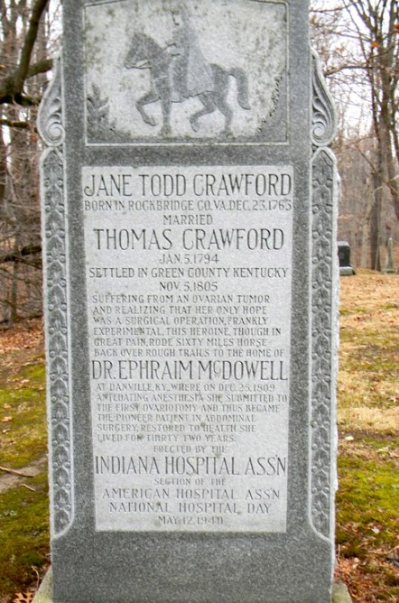 làpida tomba de Jane Crawford operada per Ephraim McDowell