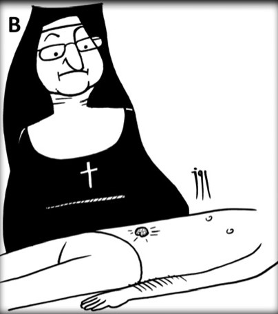 Caricatura Sister Mary Joseph nòdul. Maldonado Schoijetv