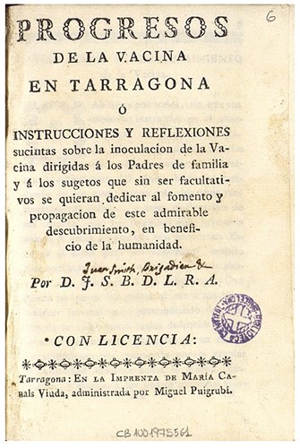 Llibre vacuna verola de Joan Smith i Sinnot