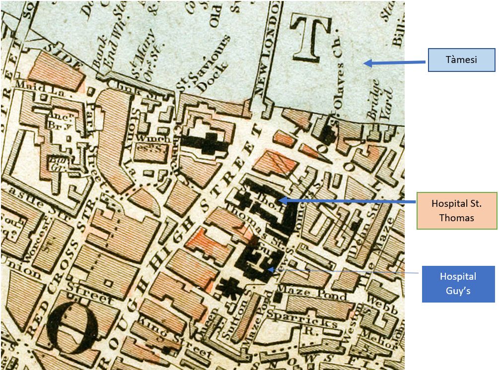 Mapa dels hospitals St. Thomas i Guy’s