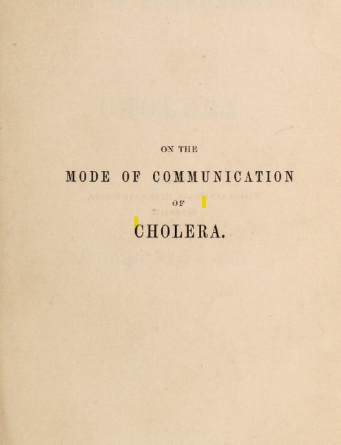 Opuscle sobre transmissió del còlera de Jonh Snow