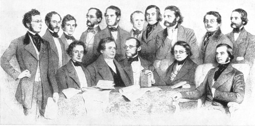 Catedràtics de la Facultat de Medicina de Viena. Rokitansky, Skoda, Hebra.