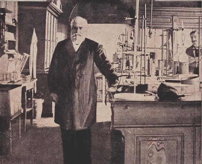 Max von Pettenkofer n el seu laboratori a l'Institut d'Higiene