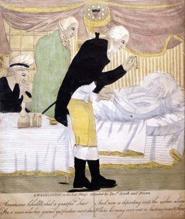 George Washington en la seva última malaltia, atès pels Drs. Craik I Brown. Olds Collection, c.1800