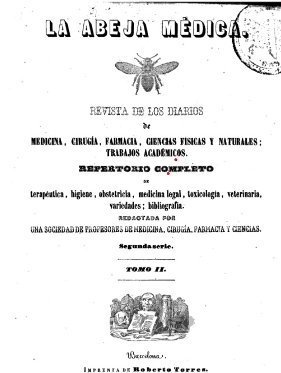 Portada de la revista La abeja médica.