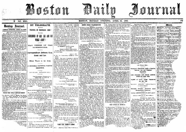 Fragment del diari de Boston on surt la primera nota sobre una intervenció mèdica en que es va utilitzar l'èter.