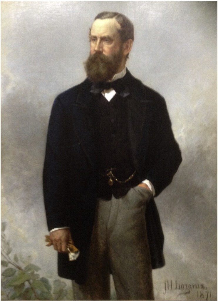 Henry J. Bigelow by Jacob Hart Lazarus in 1871. The portrait is displayed in the Countway Library of Medicine, an alliance of the Harvard Medical School and the Boston Medical Library