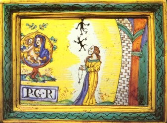 Ex vot de 1700. Majolika-Tafel aus der Wallfahrtskriche