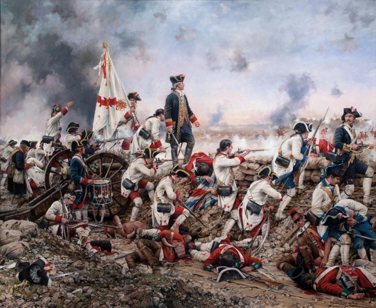 El quadre del pintor Ferrer-Dalmau Per Espanya i per el rei il·lustra la batalla de Pensacola, en la que Balmis participà com a cirurgià militar