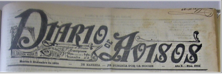 Capçalera del Diario de Avisos de Manresa