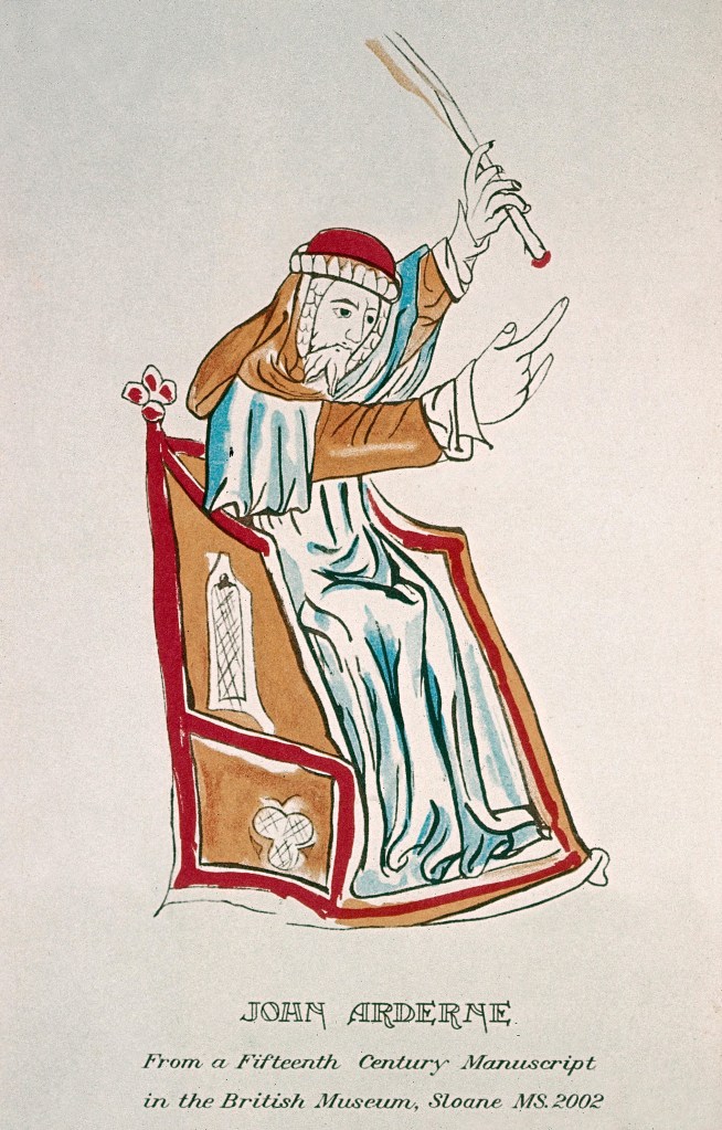 Dibuix d'un manuscrit del segle XV del British Museum que pretén representar a John Arderne
