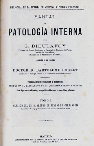 Versió espanyola del llibre de Dieulafoy, traduït pel Dr. Robert