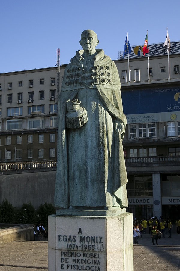 Estàtua d'Egas Moniz davant la Facultat de Medicina de Lisboa