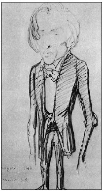 Caricatura de Frédéric Chopin, feta per la seva amiga Pauline Viardot, el 1844