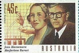 Segell postal australià en homenatge als dos científics que van lluitar més contra la polio, els doctors Burnet i Macnamara.