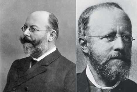 Fotografies de Friedrich Loefler (esq.) i Edwin Klebs (dreta)