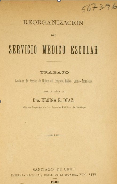 Proposta efectuada al govern de las Dra. Eloísa Díaz llegida a la secció d'higiene del Congrés Mèdic Llatinoamericà