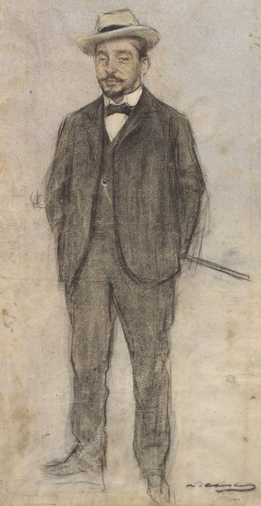 Retrat del metge Manuel Font i Torné, dibuix de Ramon Casas que es conserva al MNAC de Barcelona [Museu Nacional d'Art de Catalunya]