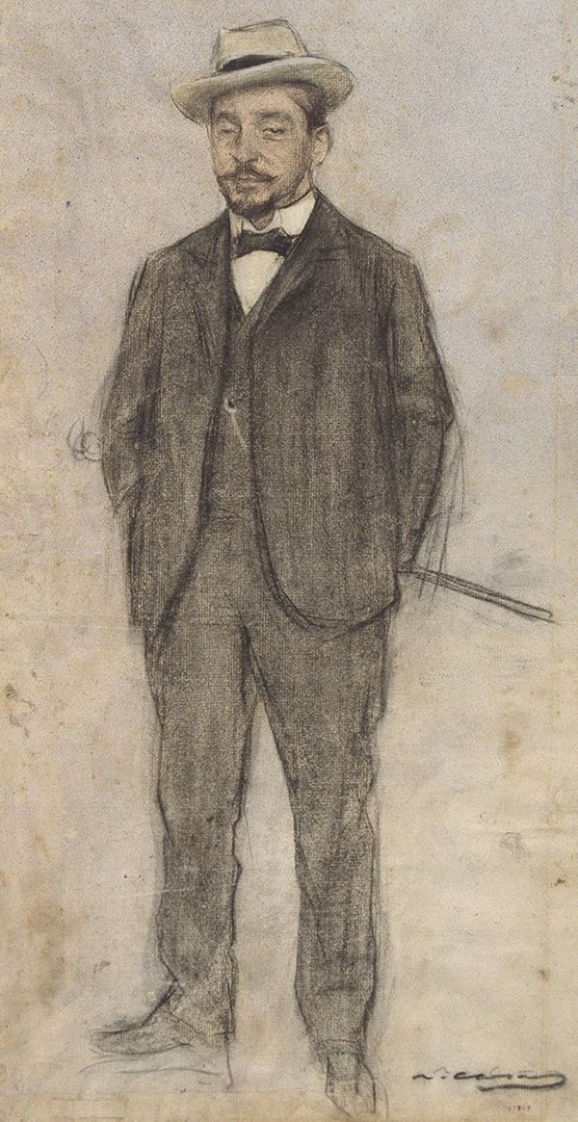 Retrat del metge Manuel Font i Torné, dibuix de Ramon Casas que es conserva al MNAC de Barcelona [Museu Nacional d'Art de Catalunya]