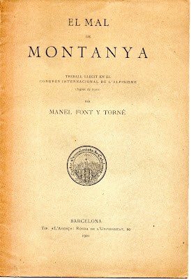 Portada del llibret amb la ponència del Dr. Font Torné sobre el mal de muntanya