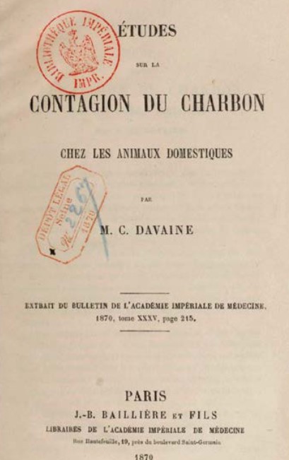 Una de les primeres obres de Davaine sobre el carboncle