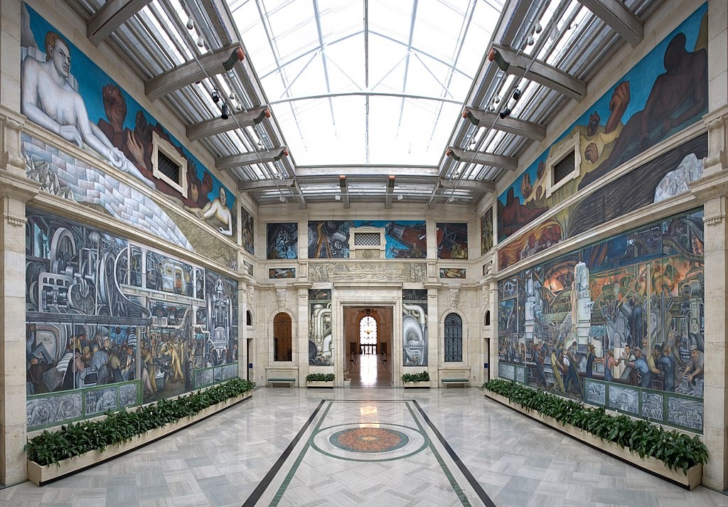El pati de l'Institut alberga els dos murals més grans dels pintats per Rivera