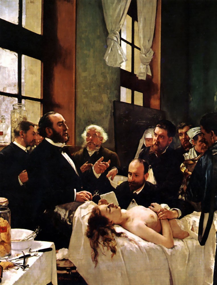 Péan donant classe de cirurgia abans d'operar, per Henri Gervex