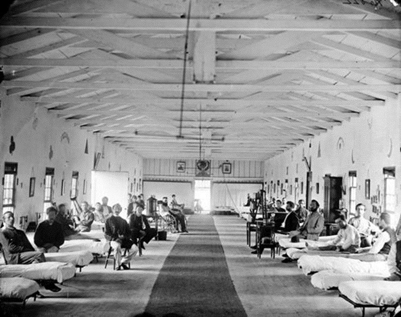 Sala d'un hospital de campanya de l'exèrcit de la Unió.