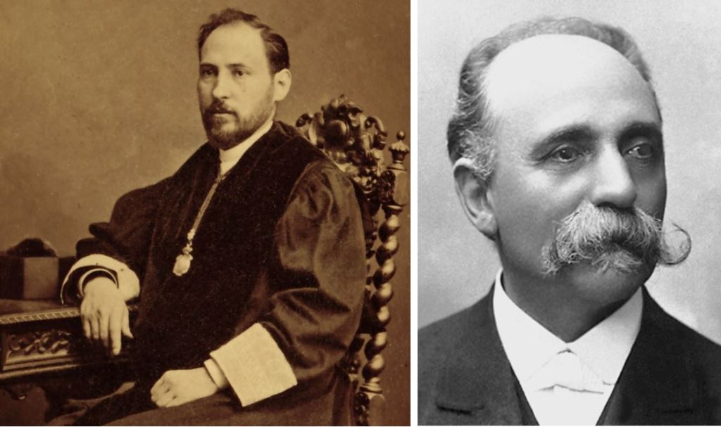 Els guanyadors del premi Nobel de Medicina l'any 1906, Santiago Ramón y Cajal (esquerra) i Camillo Golgi (dreta)