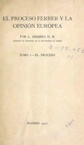 Defensa de Ferrer i Guàrdia feta per Simarro