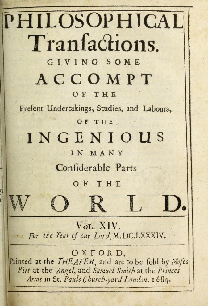 Portada de Philosophical Transactions of the Royal Society