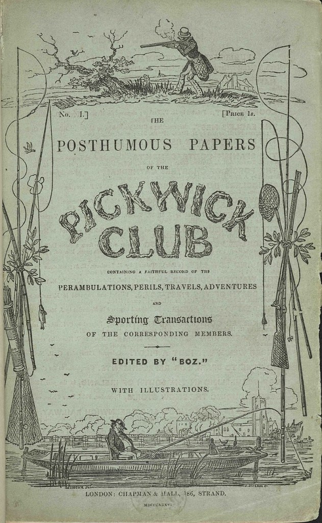 Portada d'una de les primeres edicions del llibre de Charles Dickens, Els papers pòstums del club Pickwick, on un personatge, Joe, és obès i s'adorm a tot arreu