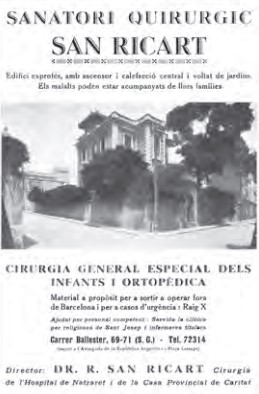 Publicitat del Sanatori Quirúrgic Dr. San Ricart