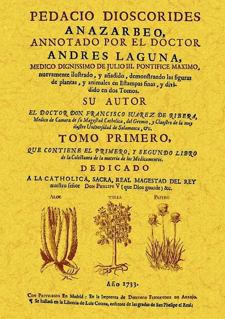 Portada d'una edició del segle XVIII del llibre de Dioscòrides