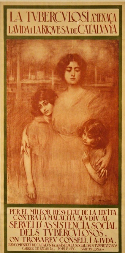 Cartell de Ramon Casas fent conèixer l'existència d'un pla de lluita contra la tuberculosi