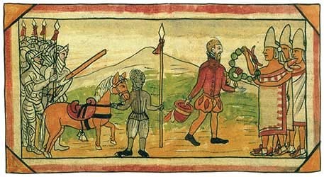 Els conquistadors fent les paus amb els indígenes