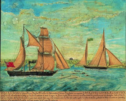 Ex vot procedent de l'ermita de Ntra. Sra. de la Cisa, conservat al Museu Marítim de Barcelona, que mostra un vaixell espanyol perseguit per un de corsari