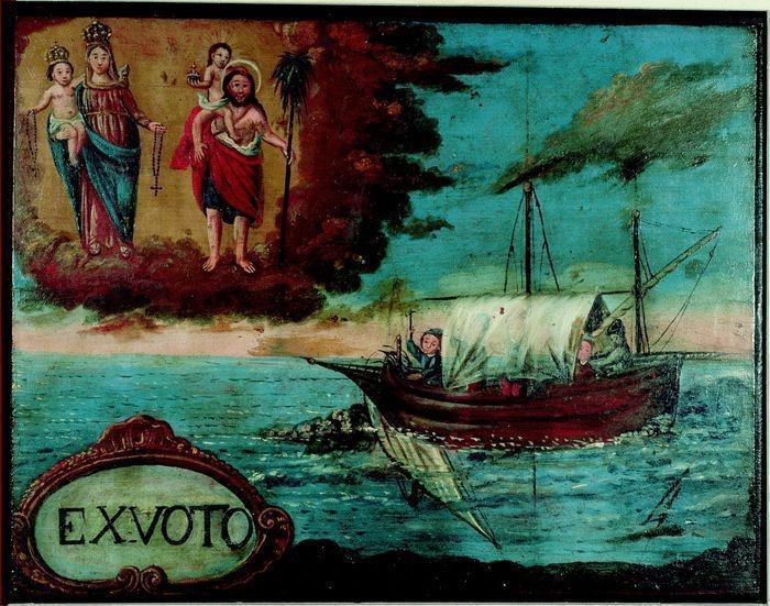 Barca de pescadors amb la vela caiguda com a conseqüència del temporal