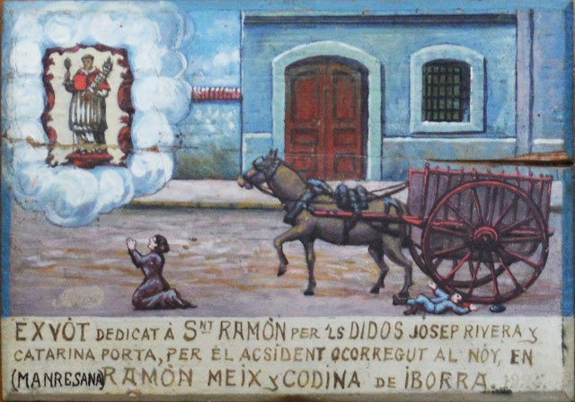 Nen sota una carreta que ha quedat il·lès, gràcies a la intervenció de sant Ramon Nonat