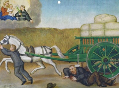 Home atropellat per un carro, a qui la protecció de sant Antoni va lliurar de lesions