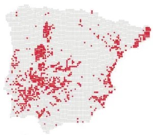 Distribució del Gambusia holbrooki a la xarxa fluvial espanyola