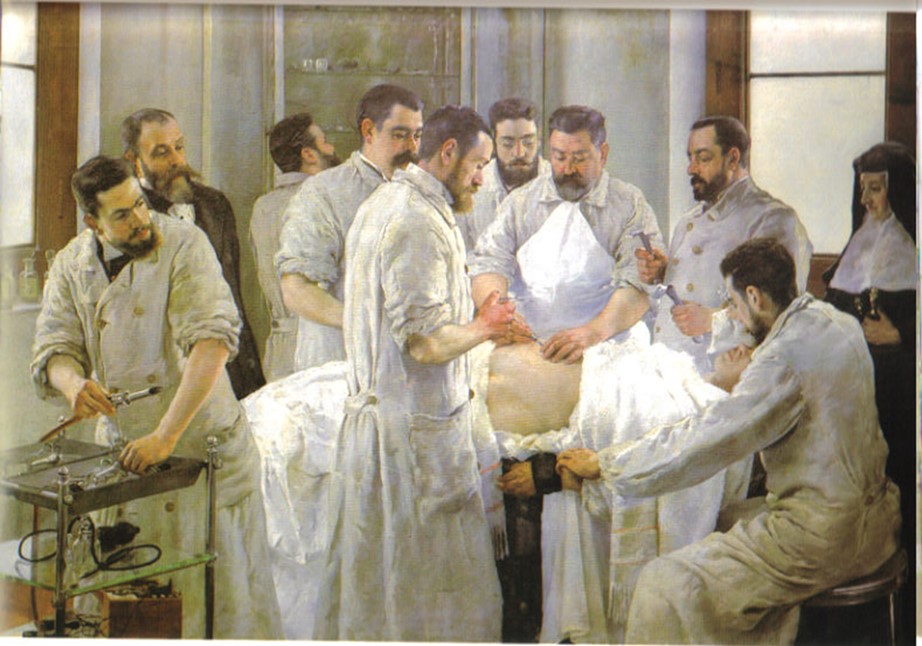 Laparotomia, de Vicente Castell, 1898. Museu de Belles Arts de Castelló. 
És un oli sobre tela, de grans dimensions: alçada 200 cm; amplada 282 cm