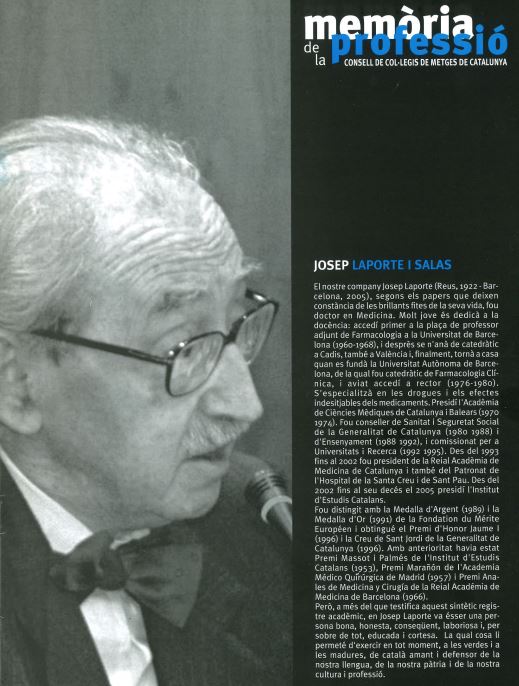 Exemplar de "Memòria de la Professió" dedicat a Josep Laporte