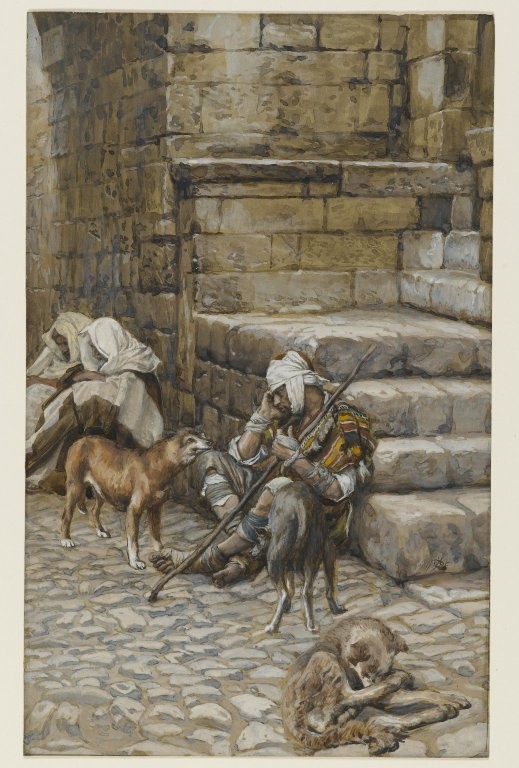 James Tissot. El pobre Llàtzer a la porta del ric. Brooklyn Museum