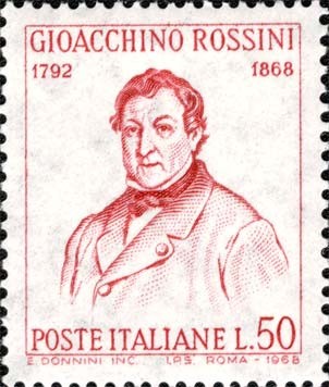 Segell italià que representa a Rossini