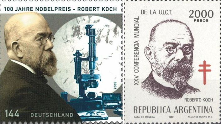 Segells d'Alemanya i Argentina amb el rostre de Koch